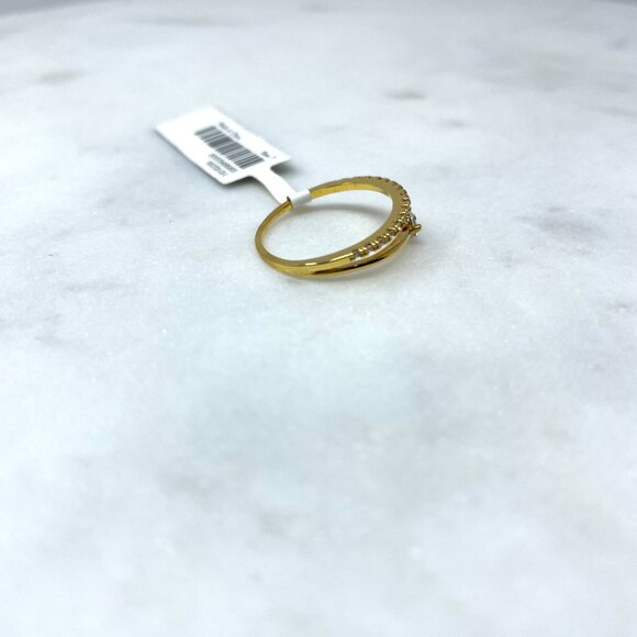 Banana Republic NWT Cubic Zirconia Gold Curved Ring, Size 7 - Picture 6 of 7